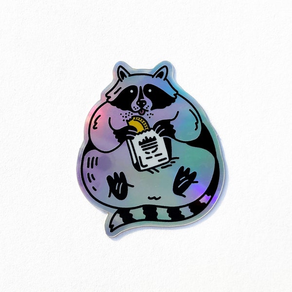 Fat Raccoon | Holographic Die Cut Sticker