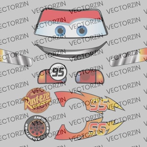 Coches Rayo McQueen Vector Digital Calcomanías Clipart Eps Jpg Png Pdf