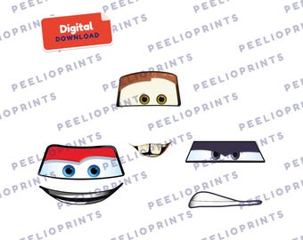 Lightning McQueen, Mater and Jackson Storm Face Decals, Digital Download, Printable Eyes and Mouth Stickers
