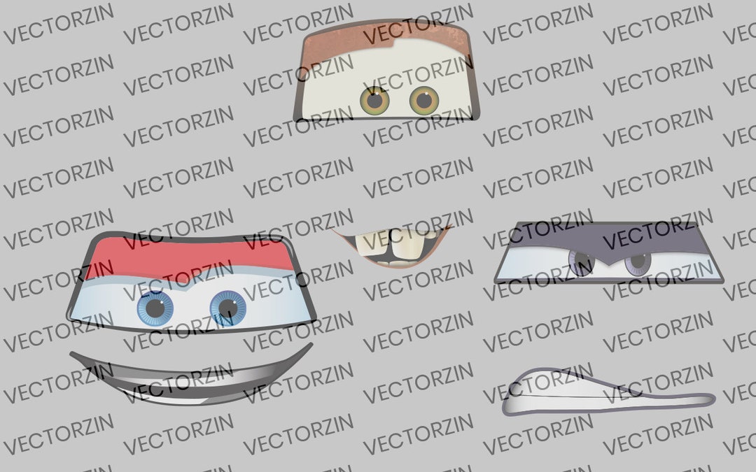Cars Faces Vector Digital Calcomanías Clipart Eps Jpg Png Pdf - Etsy