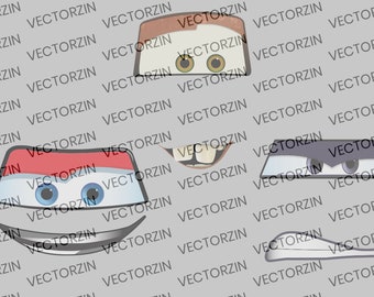 Cars Faces Vector Digital Calcomanías Clipart Eps Jpg Png Pdf