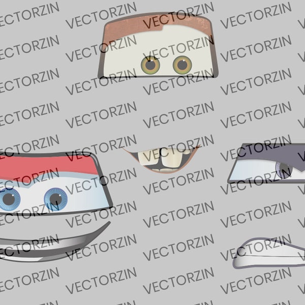 Cars Faces Vector Digital Calcomanías Clipart Eps Jpg Png Pdf