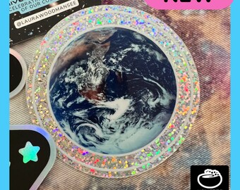 Earth! Glitter Earth Photo Vinyl Sticker
