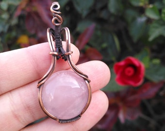 Rose Quartz Pendant | Wire Wrapped Rose Quartz | Rose Quartz Jewelry | Jewelry gifts | women gifts | rose quartz | Love stone