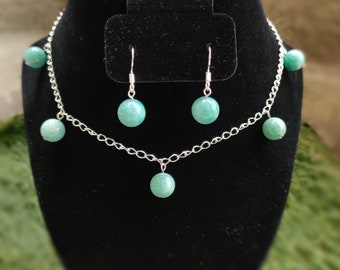 Earrings Necklace Sets Amazonite Jewelry Sets, Sterling Silver Sets, 925 Sterling Silver Sets, Gemstone Jewelry Sets, Women's Jewelry Sets