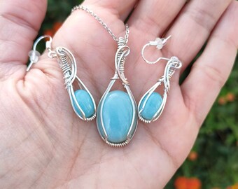 Earring Pendant Sets Amazonite Jewelry Sets, Sterling Silver Sets, 925 Sterling Silver Sets, Gemstone Jewelry Sets, Women's Jewelry Sets