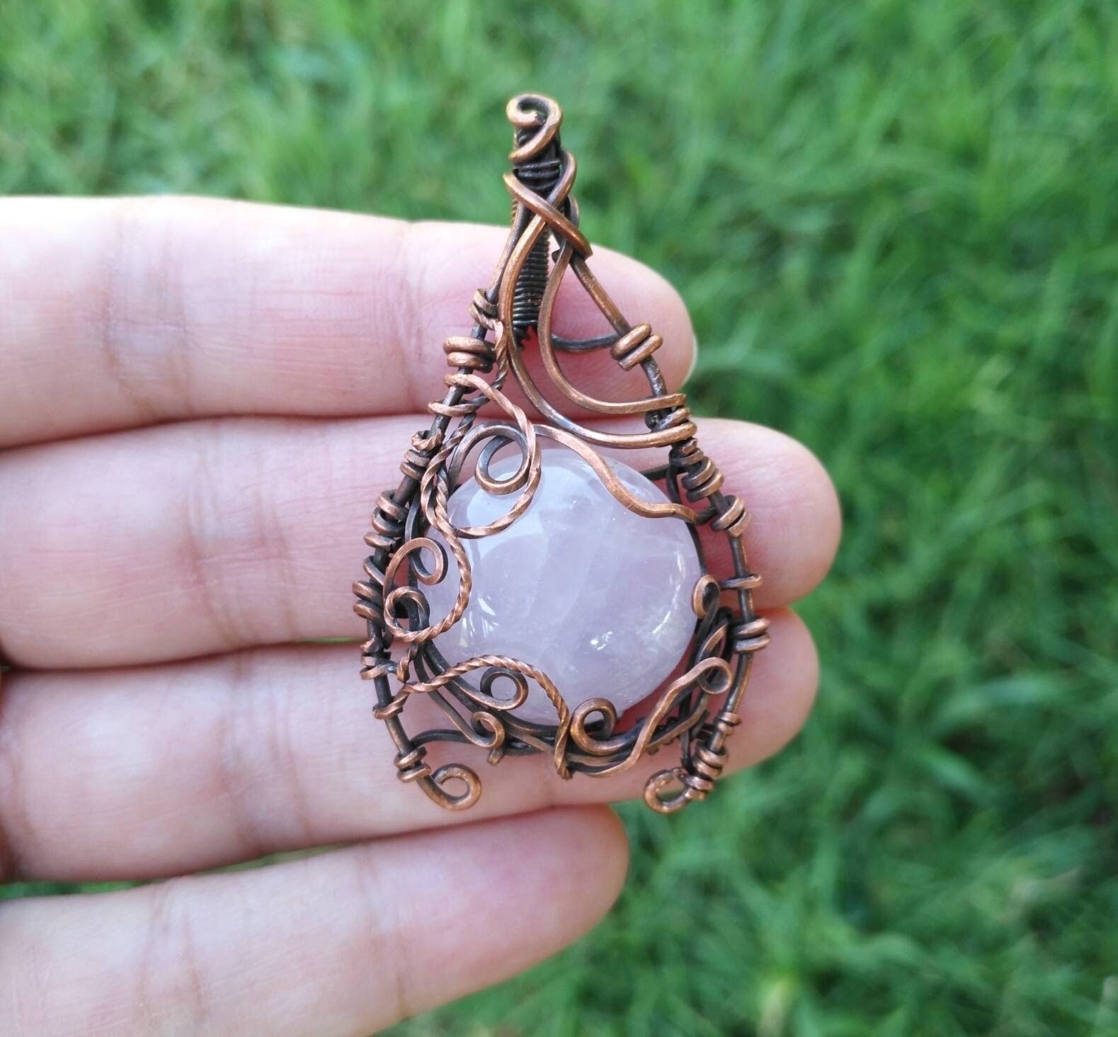 Rose Quartz Pendant Fantasy Jewelry Mythical Rose Quartz Etsy