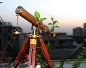 Vintage Antique Decorative Table Classy Brass Telescope with Adjustable Tripod Stand A