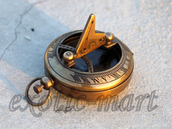 Nautical Decorative Brass Push Button Compass Maritime Vintage Pocket Compass
