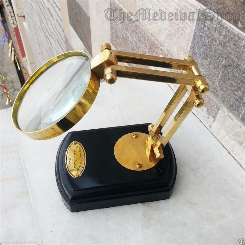 Solid Brass Tabletop Magnifying Glass Brass Magnifier Vinta ge Etsy