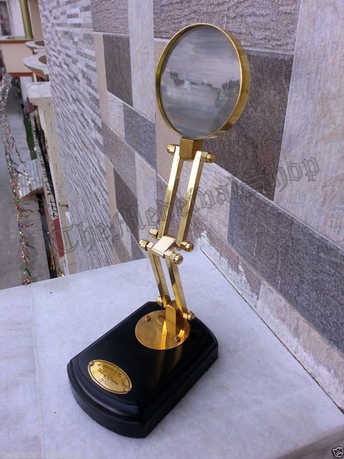 Solid Brass Tabletop Magnifying Glass Brass Magnifier Vinta ge Etsy