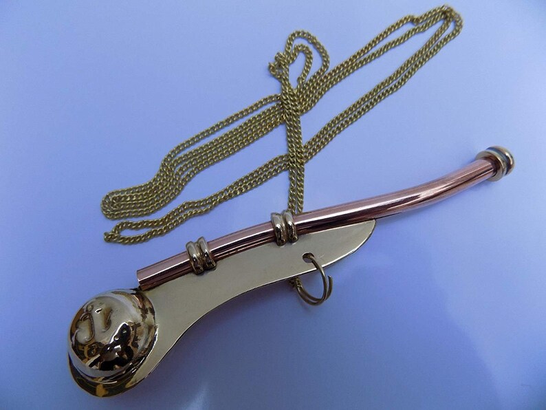 New 5 Brass Copper Boatswain Whistle w Chain Bosun Call Etsy