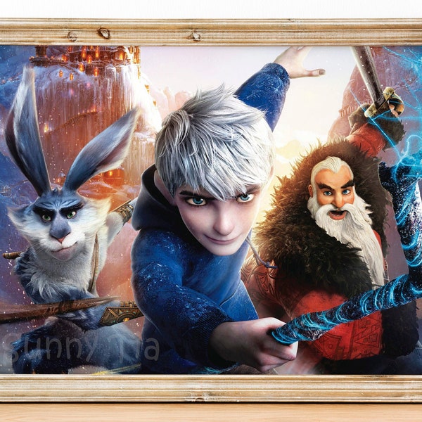 Rise of the guardians, Jack Frost, Nicholas St. North, Easter Bunnymund, Printable Poster Download, Animation Film, Digital