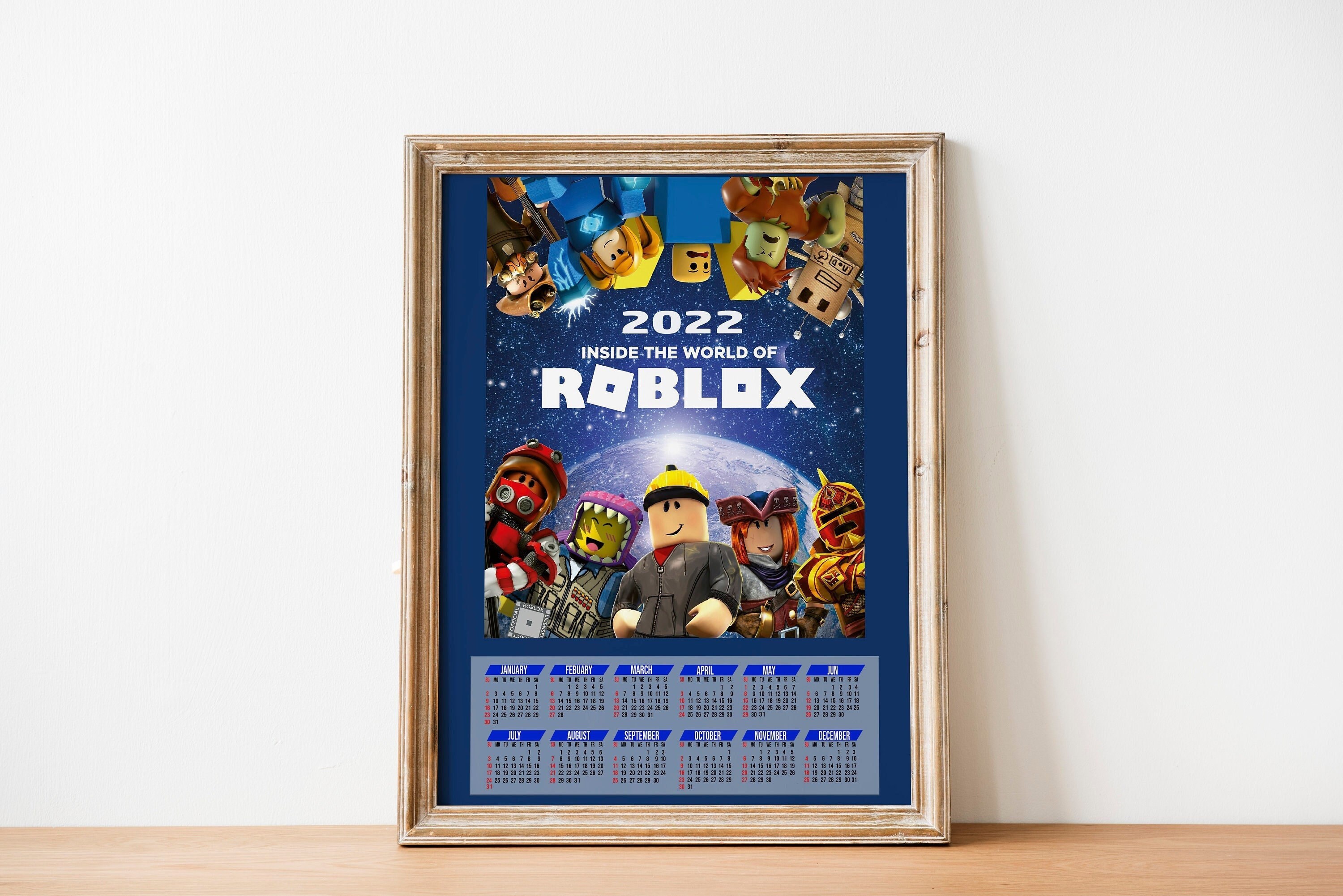 Roblox Wall Calendar 2022 Calendario anual imprimible 2022 Etsy