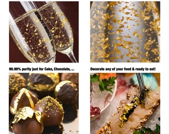 Copos de hoja de oro comestibles de pureza del 99,99% Botella de