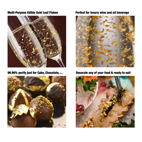 Flocons de feuilles d'or comestibles  Acheter des flocons d'or pur pour  les gâteaux