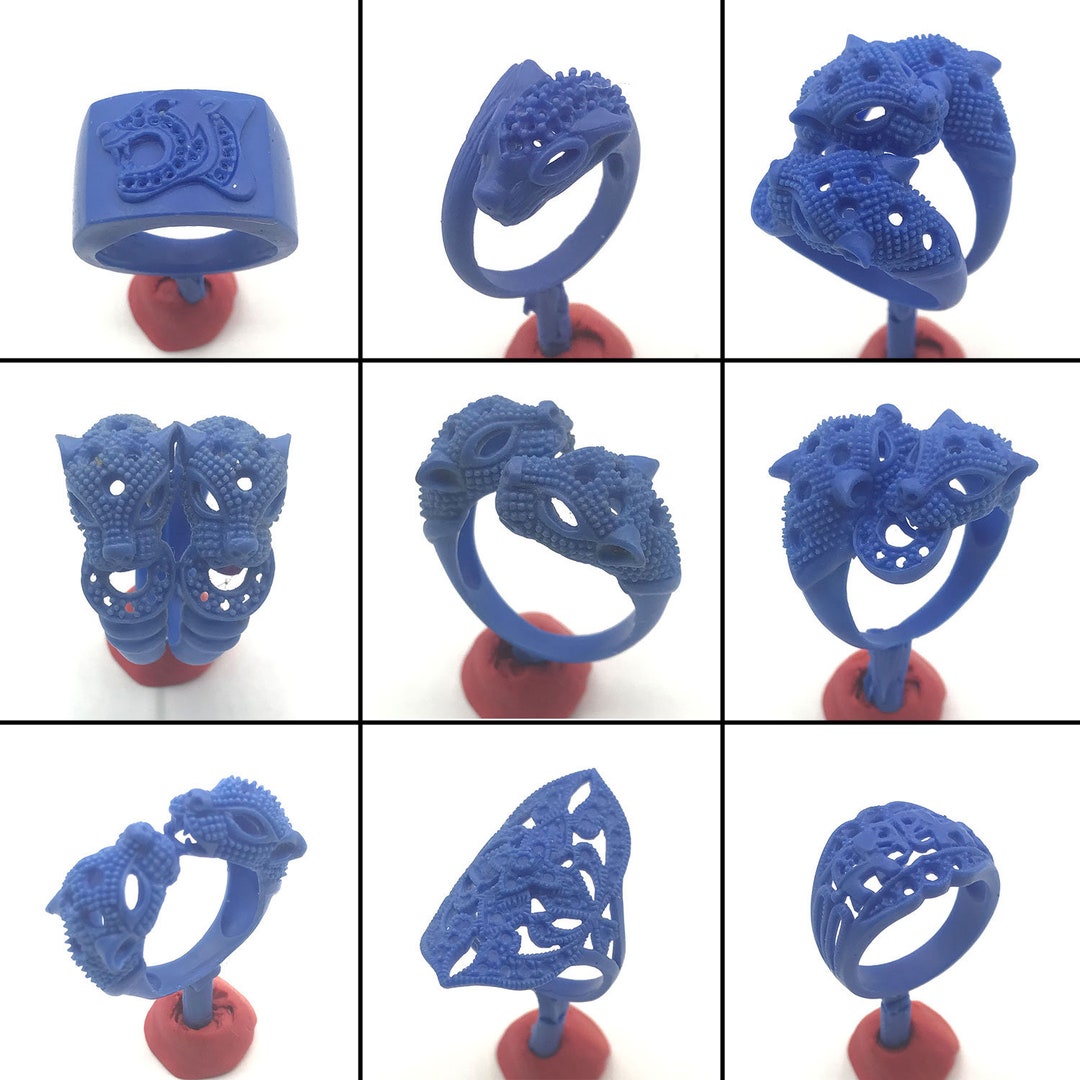 Lost Wax Casting Jewelry Molds 9 Rings Set Pattern for Lost Wax Jewelry WRB203 King of Panther