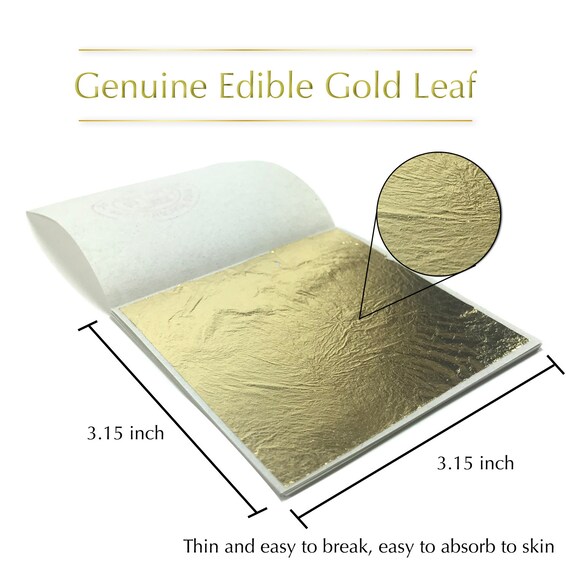24K Genuine Edible Gold Leaf, 10 Sheets Gold Foil, Loose Leaf for