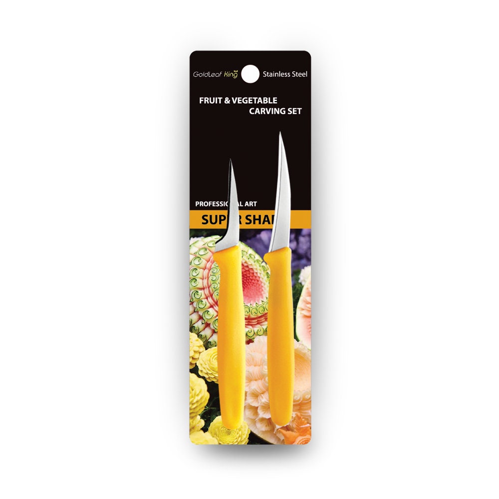 Fruit and Vegetable Carving Knife Set of 2PC Orange Handle Etsy