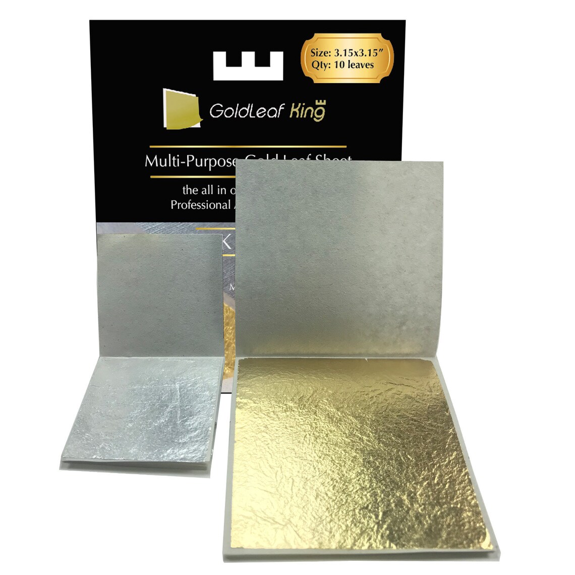 24K Edible Gold Leaf Sheets X 10 Sheet Large 3.15 Inches Edibles Edible