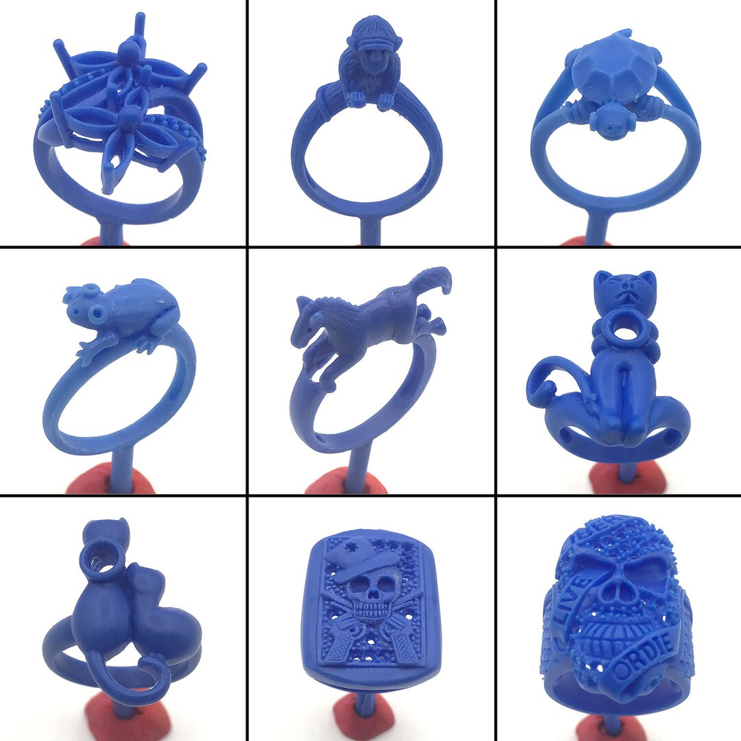 9PC Lost Wax Casting Ring Molds Patterns WRB141 Cat & Skull, Animal