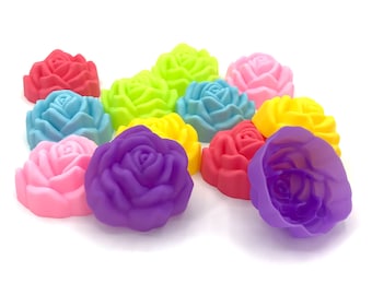 12PC Pack Siam Rose Shape Molds Assorted Colors Flower Mixed 