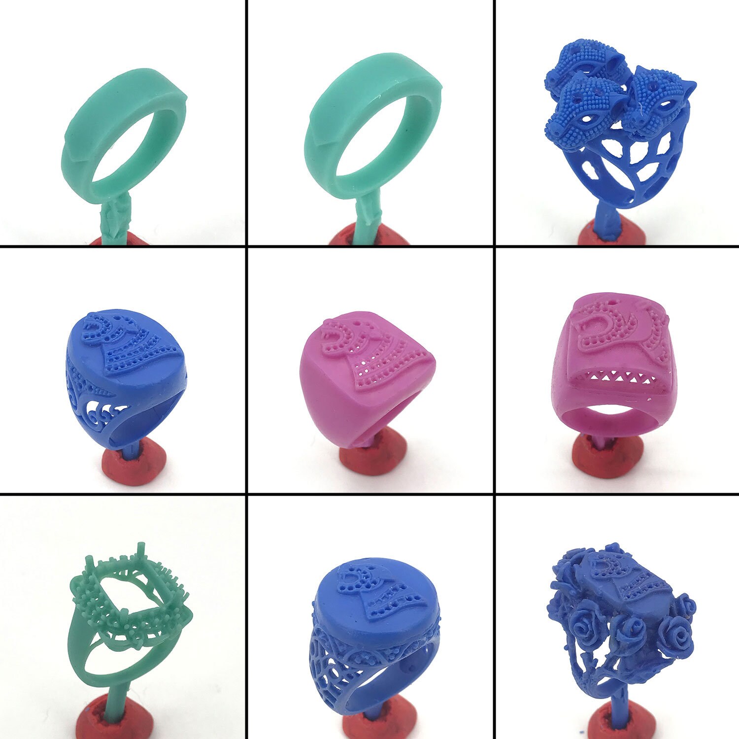 9PC Lost Wax Casting Ring Molds Patterns WRB234 Hero Panthers Design