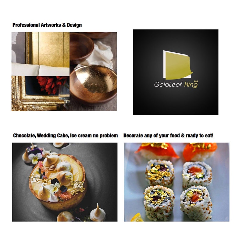 24K Edible Gold Leaf Sheets X 10 Sheet Large 3.15 Inches Edibles Edible