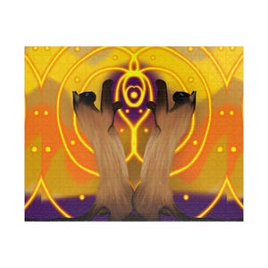 Siamese Twin Cats Jigsaw Puzzle: Psychedelic Feline Art