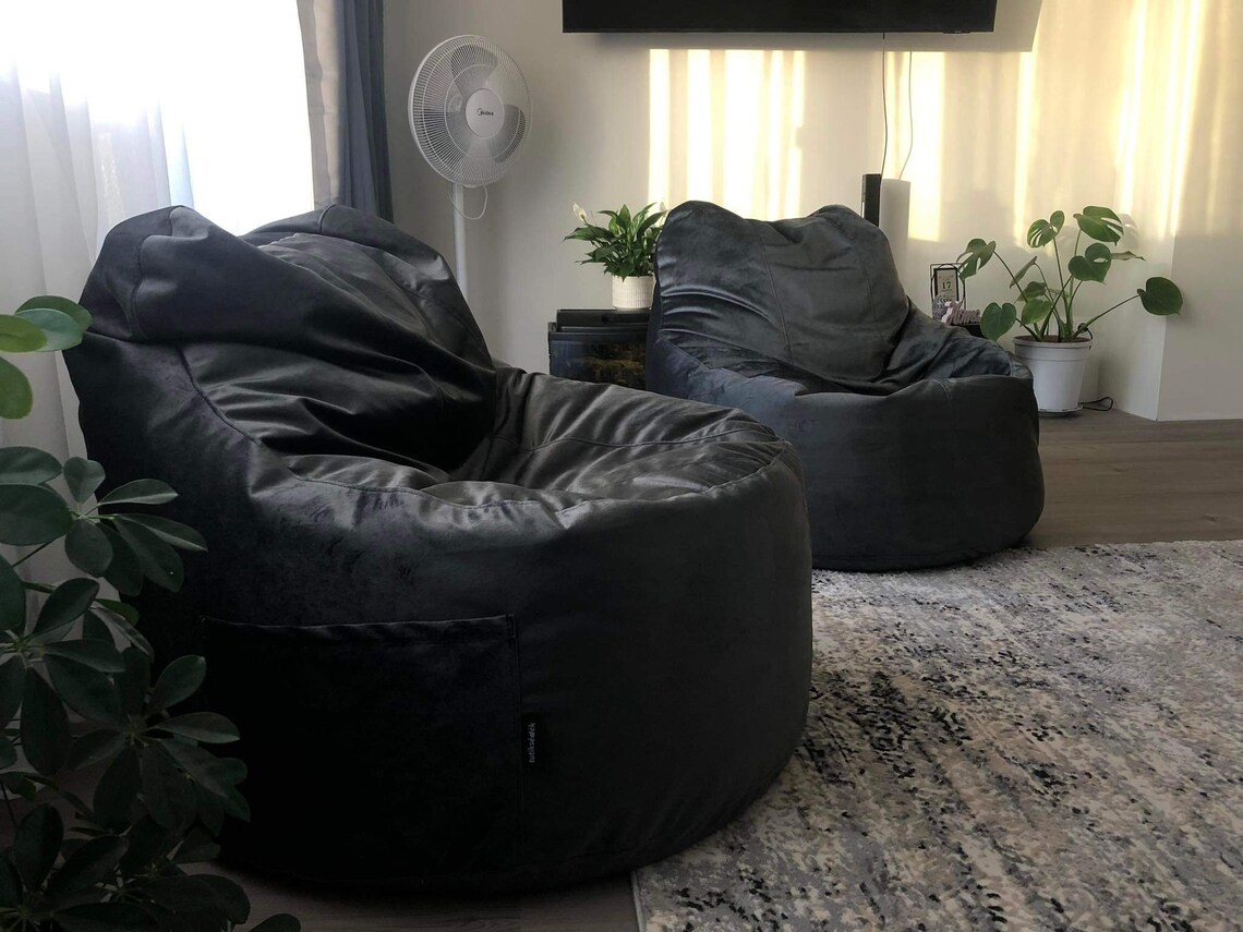Velour Bean Bag Chair Inner and Outer Bags With Zippers Etsy