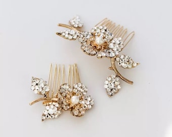 Style Sugar Headpiece "Mercy shine mini" Hair Comb Bridal Jewelry Rhinestone Bronze Gold Wedding