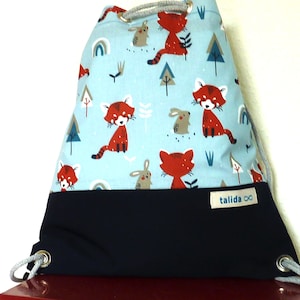 NOUVEAU sac de sport pour enfants « Renard et Lapin » étiquette nominative imperméable softshell et doublure intérieure/sac intérieur, sac pour enfants, sac à dos pour enfants