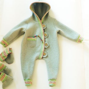 Baby / Kleinkind Overall, Walk - Wolle, Walkloden, 100% Schurwolle, mit Handschuhen und Füßlingen, warm, atmungsaktiv