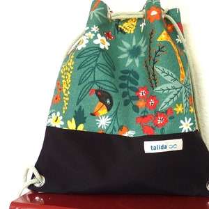 Sac enfant "Toucan dans la jungle" porte-nom sac de sport enfant animaux doublure intérieure et softshell imperméable, 28x32 - largeur/hauteur