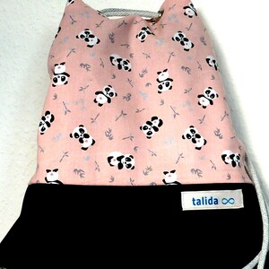 Sac pour enfants "Panda", porte-nom, sac de sport pour enfants, doublure intérieure - sac intérieur et softshell imperméable, 28x32 - largeur/hauteur