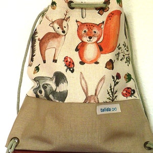 NOUVEAU sac pour enfants "animaux peints", sac de sport pour enfants avec étiquette nominative, doublure intérieure et Cordura imperméable, 28x32 - largeur/hauteur
