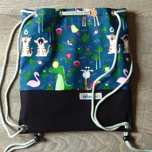 NOUVEAU sac pour enfants "Girafe, Croco, Tigre", sac de sport pour enfants avec étiquette nominative, doublure intérieure et softshell imperméable, 28x32 - largeur/hauteur