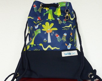 Kindertasche "Kroko", Kinder Turnbeutel, Namens-Schild  Innenfutter-Innenbeutel und Softshell  wasserdicht, 28x32 - Breite/ Höhe