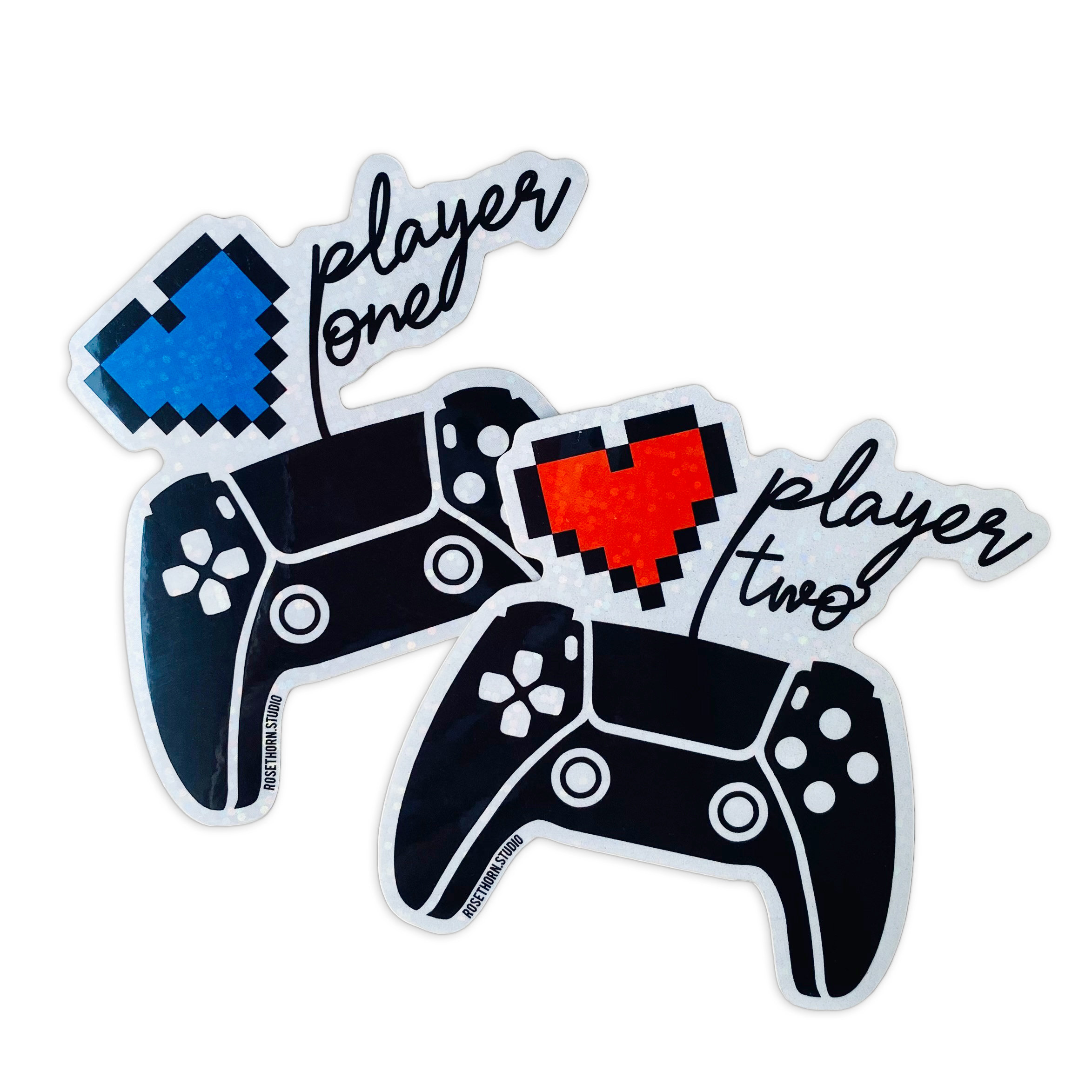Player 1 / Player 2 Glitter Sticker Set, Laptop Stickers - Etsy