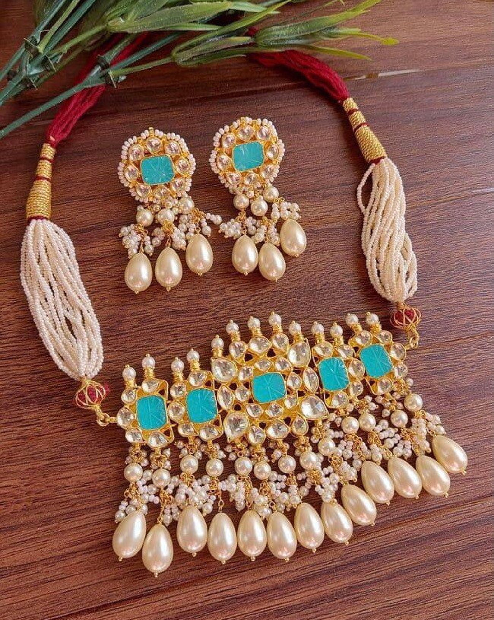 Indian Kundan Jewelry Handmade Kundan Choker with Engraved Etsy