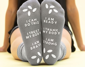 Birthing Affirmation Hospital Socks for Labor + Delivery | Non Slip Socks For Maternity | Grip Socks For Giving Birth For Moms