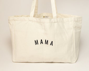 Mama Canvas Tote Bag | Hospital Bag For Pregnant Mom | New Mom Gift | Baby Shower Gift | Mom Tote Bag | Thoughtful Mother's Day Gift