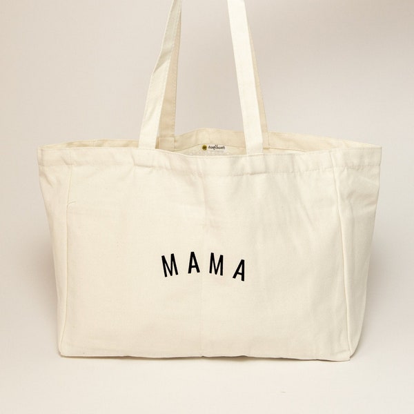 Mama Canvas Tote Bag | Hospital Bag For Pregnant Mom | New Mom Gift | Baby Shower Gift | Mom Tote Bag | Thoughtful Mother's Day Gift
