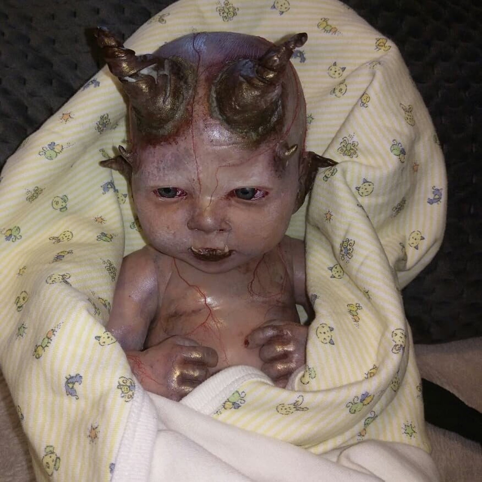 Beelzebubs demon baby doll newborn premie horror Goth dark art | Etsy