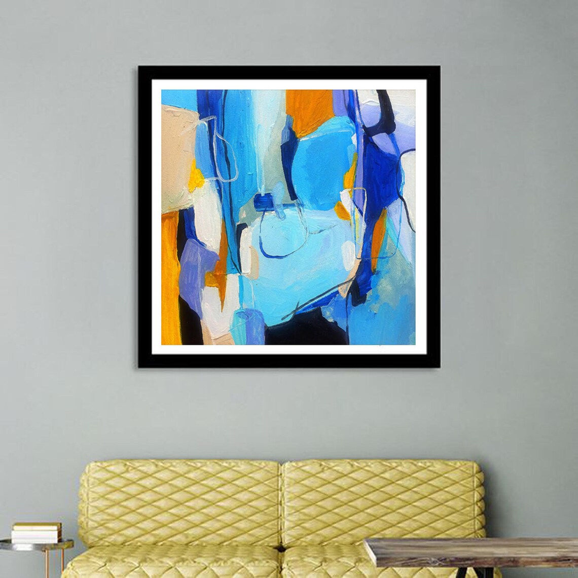 Abstract canvas wall art Blue and blue minimalist painting on Etsy