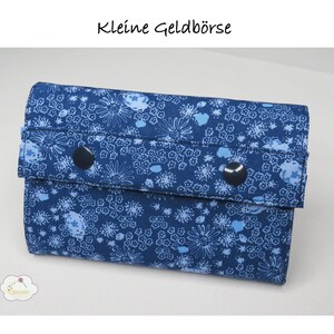 Geldbörse blau aus Stoff Damen / kleiner Geldbeutel Blumen / Geschenk Teenie / Stoffgeldbeutel