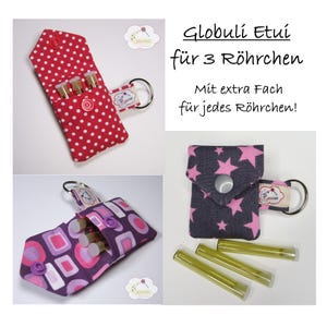 Globulitasche klein rot / Reiseetui grau / Schlüsselanhänger Medikamente / Minitasche Punkte / Geschenk Heilpraktiker