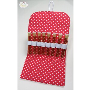 Globulitasche rot gepunktet aus Stoff / Reiseapotheke gepunktet / Taschenapotheke Globuli Aufbewahrung / Globulimäppchen / Geschenk Hebamme