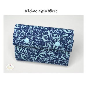 handgemachte Damengeldbörse blau / Stoffgeldbörse Kartenfächer / hellblau Portmonee klein / Geldbeutel Damen
