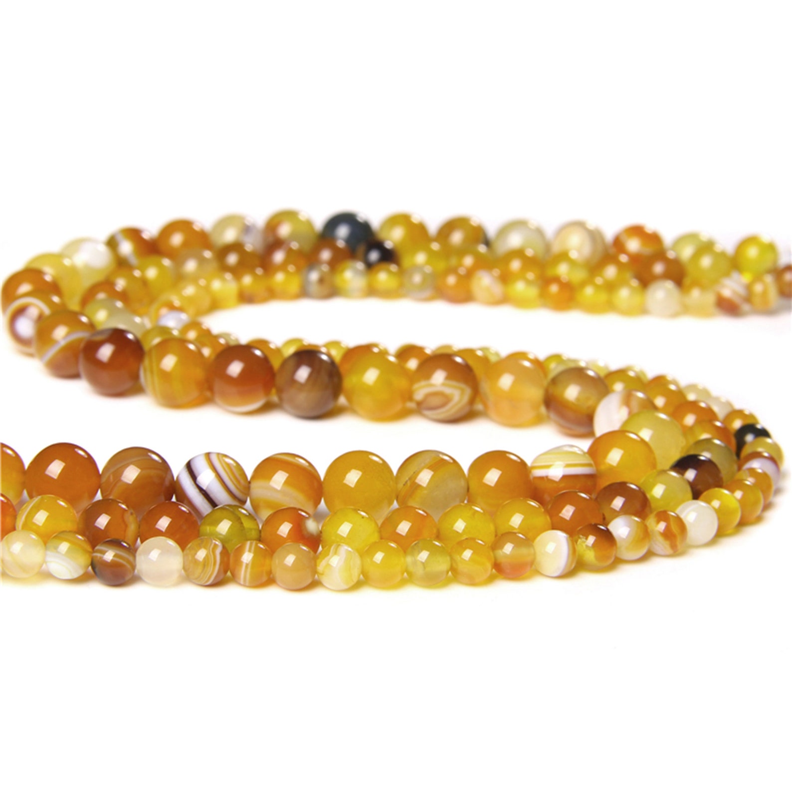 Yellow Agate Beads Polished Stone Beads Natural Round Beads Etsy